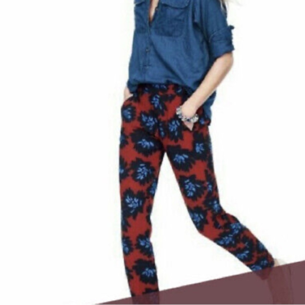 J Crew Floral Elastic Waist Dress Pants size 8